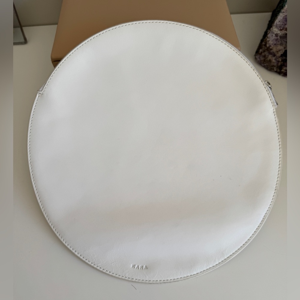 Kara white leather clutch